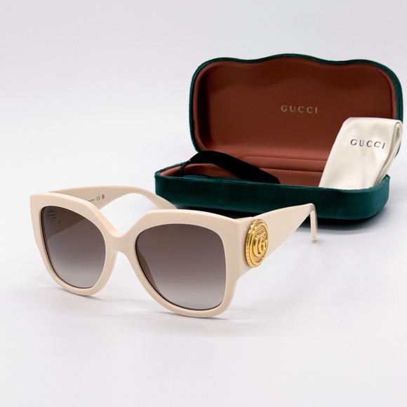 NEW GUCCI GG1407S 004 BEIGE BROWN OVERSIZED WOMEN SUNGLASSES GUCCI - Picture 2 of 11